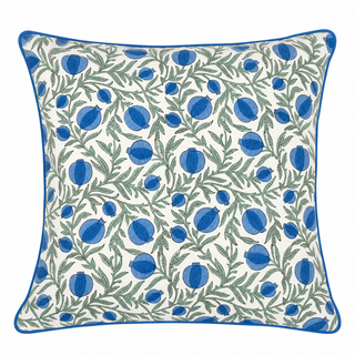 Blue Pomegranate Block Print Pillow