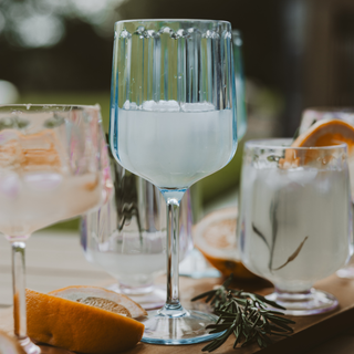 Ready for the outdorrs with this blue tinted outdoor wine glass