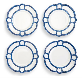 Blue and White Bamboo Dinner Plates come in set of 4