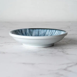 Ceramic small dish with blue and white pattern or sauces, condiments and small snacks