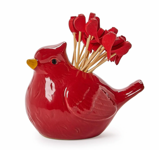 Christmas cardinal pick holder with red bird detail