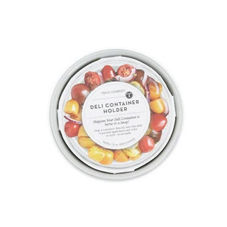 Deli container holder with a label on a white background