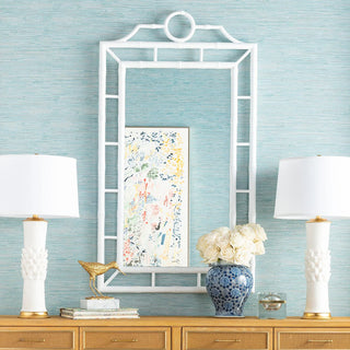 Asian bamboo style mirror in white is a  statement piece in the  home