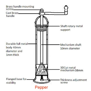Brass Pepper Mill - 8"