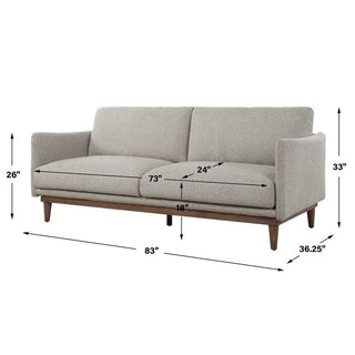 Dimensions of Freefall Uttermost sofa marked in inches