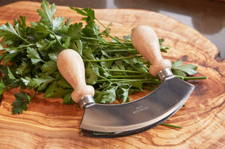 Mincing is easy with the Double Bladed Mezzaluna 