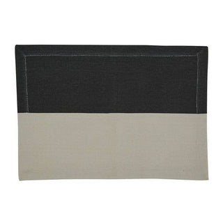 Rectangular placemat with geometric black and white block print 