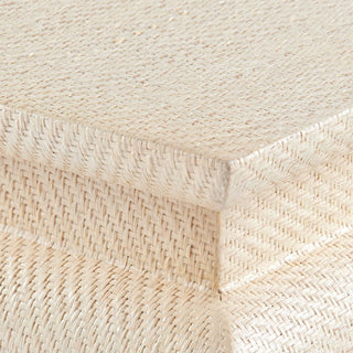 The Grasscloth Detail on alter table inspired console table