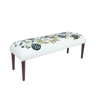 Decorative bench with floral pattern on a white background