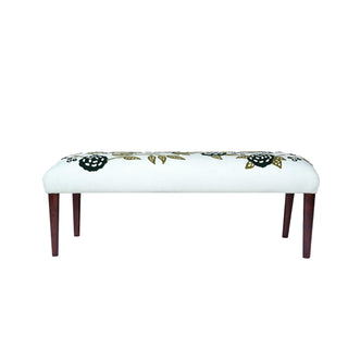 Decorative bench with floral pattern on a white background