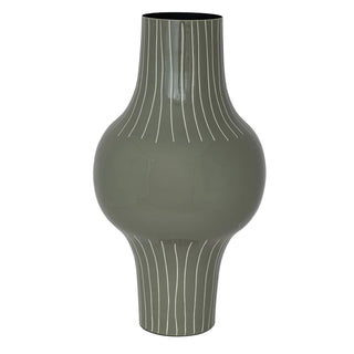 8-1/2" Round x 16-1/4"H Enameled Metal Indoor/Outdoor Striped Vase