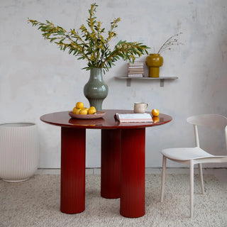 8-1/2" Round x 16-1/4"H Enameled Metal Indoor/Outdoor Striped Vase