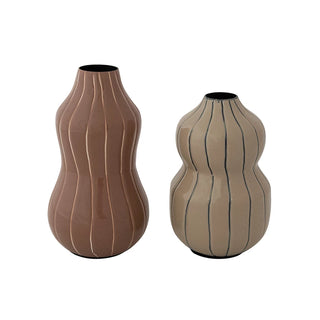 Enameled Metal Organic Striped Vase, 2 Colors