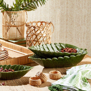 The fern leaf serving bowls come in three sizes