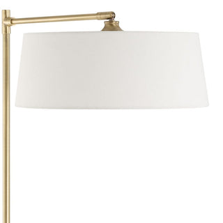 Adjustable floor lamp with a long arm and white shade