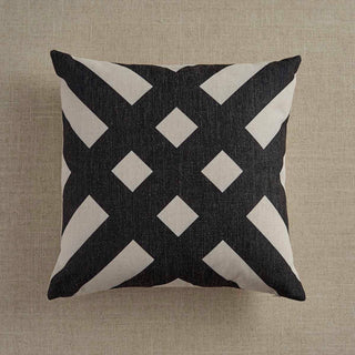 Decorative pillow with black and white geometric pattern and luxury down feather fill