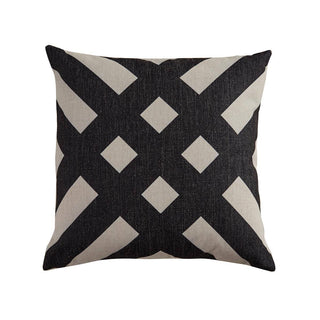 Decorative pillow with black and beige geometric pattern
