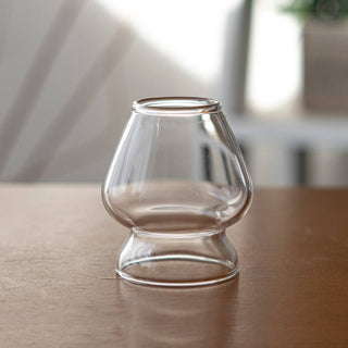 Simple Clear glass matcha stand provides a resting spot for your matcha whisk