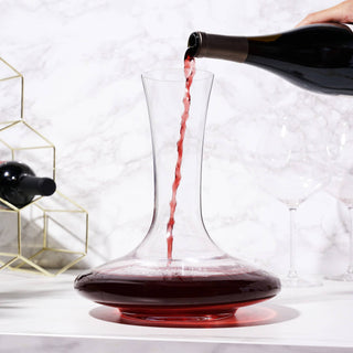 Wide bottom decanter provides the best aeration for opening up wine