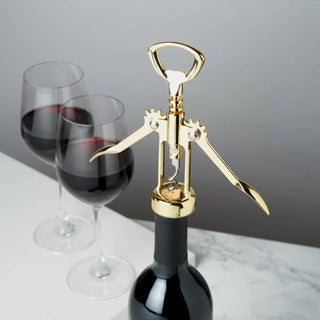 Open in style with this gold-plated winged corkscrew & bottle opener