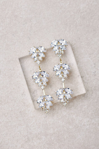 Pair of crystal drop palm-shaped earrings 