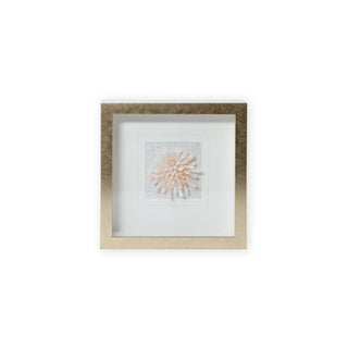 Framed artwork with a floral crystal selenite on a white background