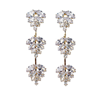 Pair of crystal earrings on a white background