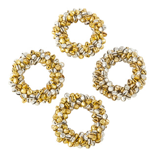 Gold and silver beaded napkin rings for Christmas holiday table