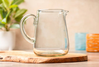 Clear glass pitcher perfect for serving drinks and cocktails