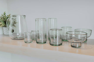 Handblown Glass Pitcher with matching glasses