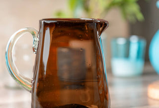 Smoky Brown Handblown Glass Pitcher