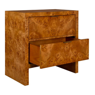 Wooden side table or nightstand with burl pattern