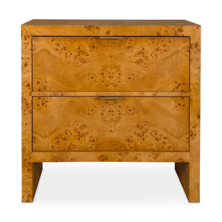 Burl wood side table with two drawers