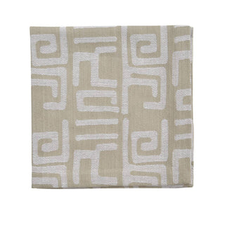 The beige and ivory kuba napkin is an African-inspired  geometric print