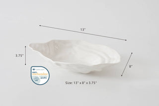 White Oyster Bowl in Shatterproof Melamine with dimensions