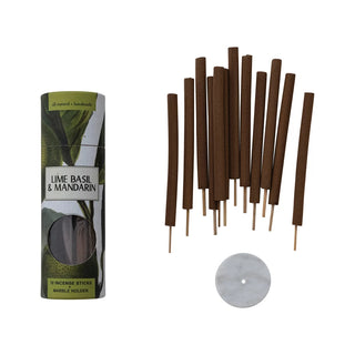 Lime Basil & Mandarin Incense Sticks w Marble Holder