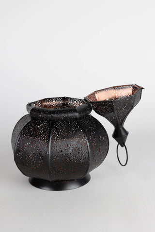 Moroccan lantern opens to hold candle or LED lights