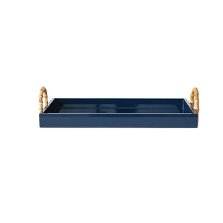 Navy Tray with Bamboo Handles