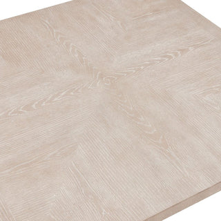Close-up of a beige ceramic tile with wood-like texture