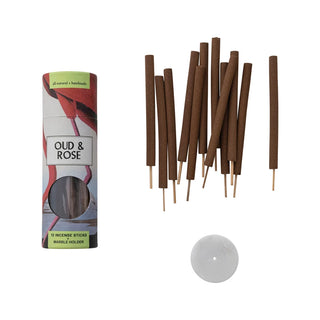 Black Oud & Rose Scent Incense Sticks w Marble Holder