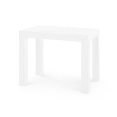 A rectangular Parsons Side Table in Chiffon White with a plain finish.