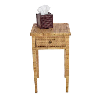 This rattan side table is perfect for small spaces