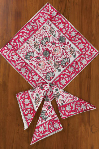 Set of pink and white block print napkins