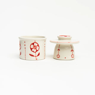Hand-painted butter crock hand painted with care keeps butter soft on counter.