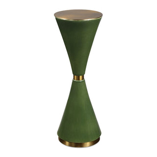 Green and gold hourglass shaped drink table