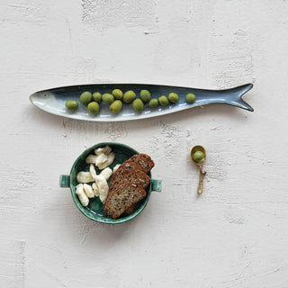 Sardine Shaped Dish, Grey & White