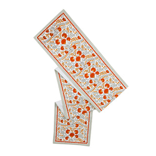 beautiful floral scarlet print on a cotton table runner