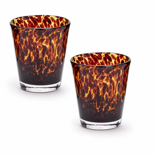 Tortoise Print Double Old Fashion Glass