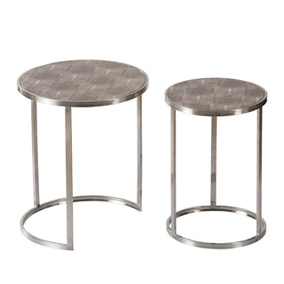Gray Shagreen Nesting Table, Set of 2