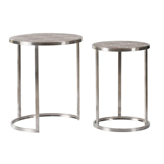 Gray Shagreen Nesting Table, Set of 2
